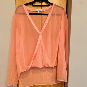 Wayf Nordstrom coral sheer long sleeved blouse